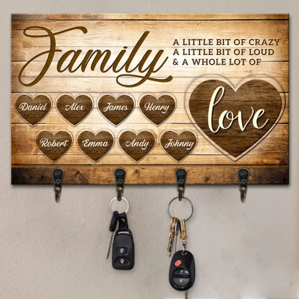 A Whole Lot Of Love - Family Personalized Custom Rectangle Shaped Key Hanger
