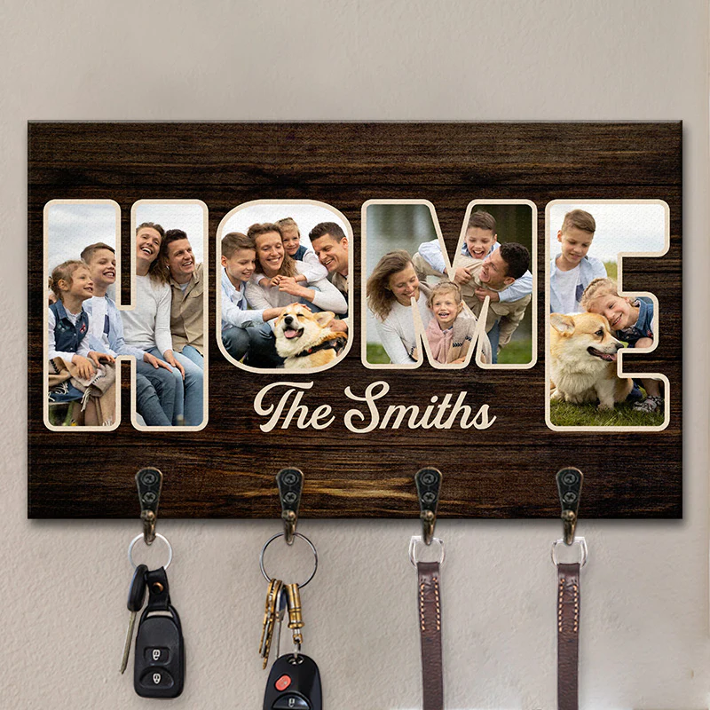 Custom Photo Our Home Sweet Home - Family Personalized Custom Home Decor Rectangle Shaped Key Hanger 2 Custom Photo Our Home Sweet Home - Family Personalized Custom Home Decor Rectangle Shaped Key Hanger