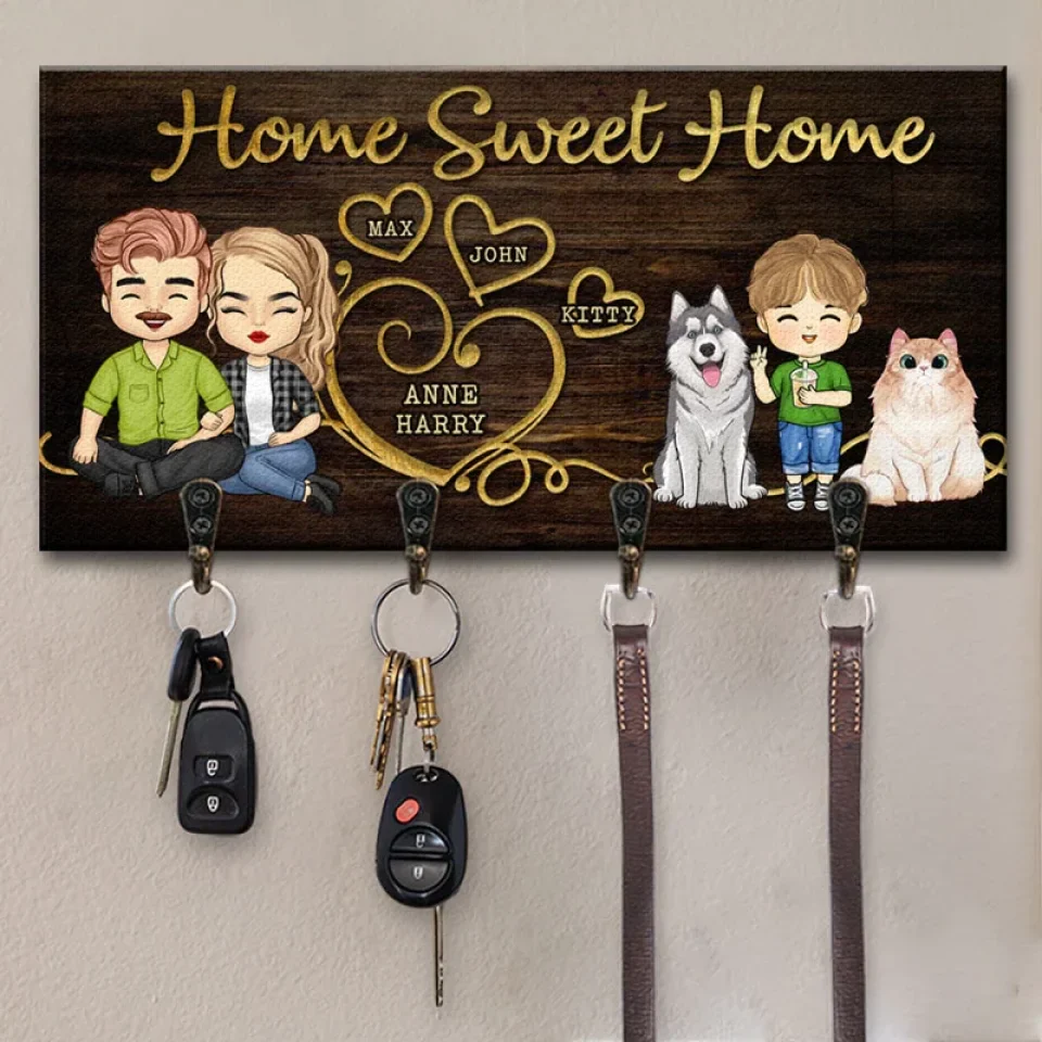 Home Is Where The Heart Is - Family Personalized Custom Home Decor Key Hanger 2 Home Is Where The Heart Is - Family Personalized Custom Home Decor Key Hanger,