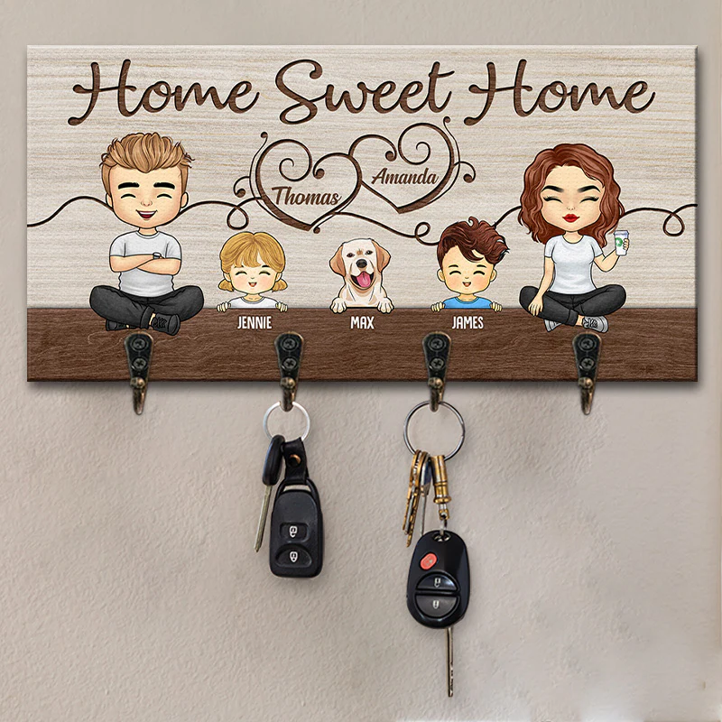 Home Is Where You Hang Your Heart - Family Personalized Custom Home Decor Key Hanger 2 Home Is Where You Hang Your Heart - Family Personalized Custom Home Decor Key Hanger