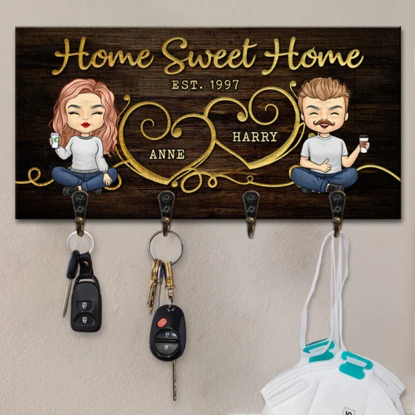 Home Sweet Home - Personalized Key Hanger - Key Holder