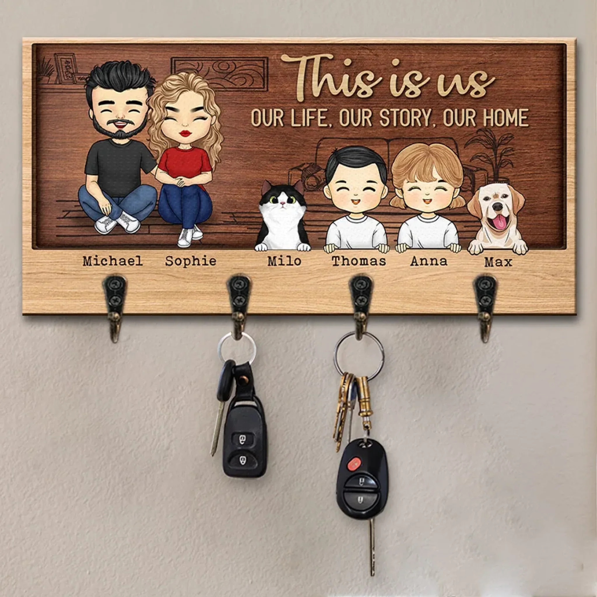 Love, Life & Family - Family Personalized Custom Home Decor Key Hanger 2 Love, Life & Family - Family Personalized Custom Home Decor Key Hanger