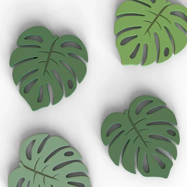 Monstera Leaf Coaster 3D Tropical Home Decor - Set