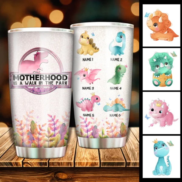 Motherhood Is A Walk In The Park - Personalized Tumbler - Image 2