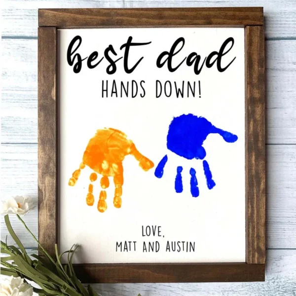 Personalized Best Dad Hands Down Father's Day Sign