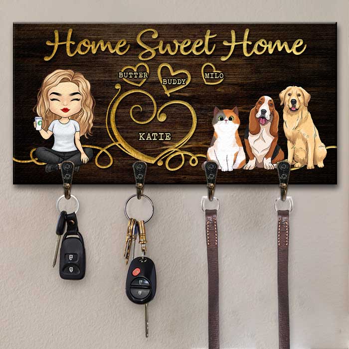 Sweet Home - Personalized Key Hanger Key Holder - Gift For Pet Lovers 2 Sweet Home - Personalized Key Hanger Key Holder - Gift For Pet Lovers