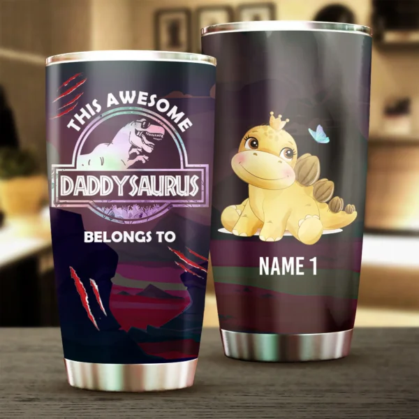 This Awesome Dad Belongs To - Gift for Dad - Personalized Tumbler - Image 2