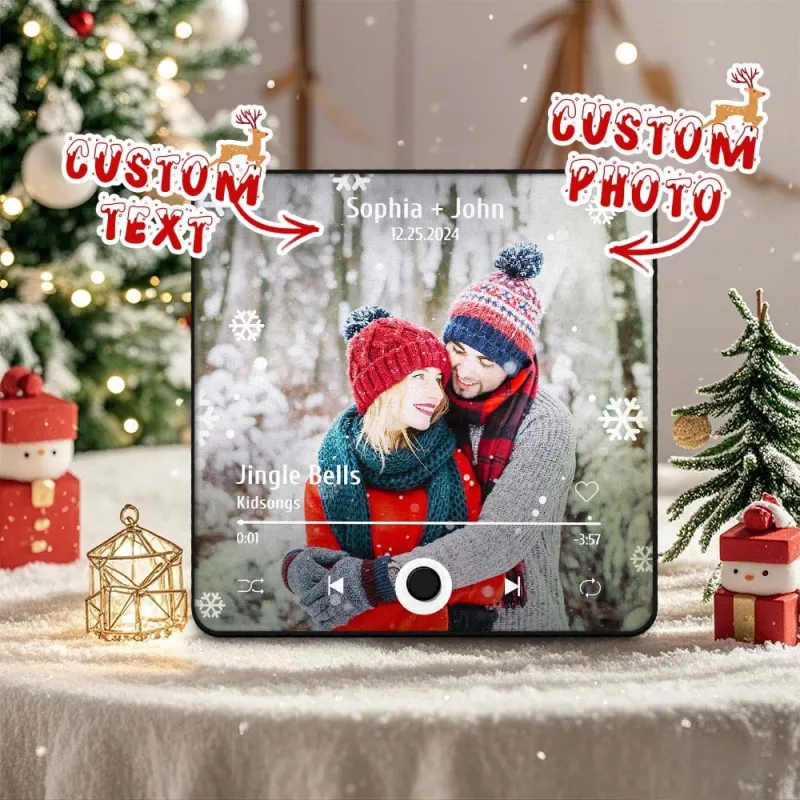 Customized Music Fridge Magnet Personalized Snowflakes Fridge Magnet With Photo for Christmas Gift